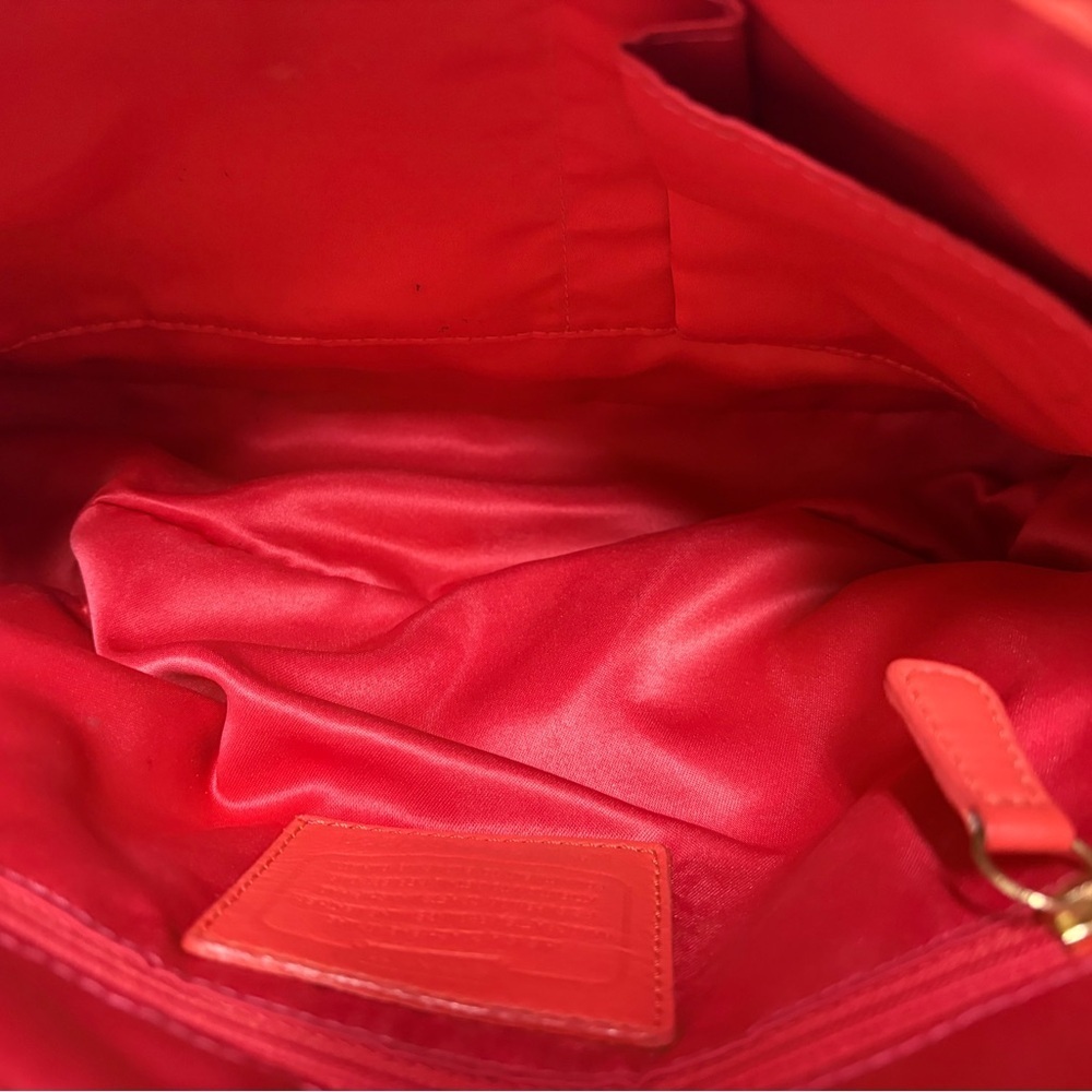 Coach SoHo Leather Satchel Coral red with Gold Accents - Picture 6 of 7